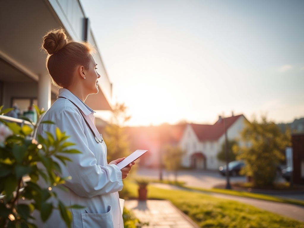 Grafika symbolizująca kolejki do lekarza z napisem Ustroń